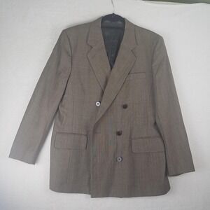 Freedberg Mens‎ Classic Double Breasted Blazer Jacket Tan Plaid Size XL